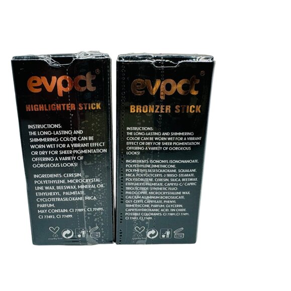 2 pack Evpct Bronzer Stick Dark Brown & Highlighter Stick Gold - Picture 3 of 4